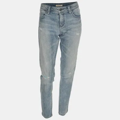 Pre-owned Burberry Blue Denim Ripped Detail Skinny Jeans M