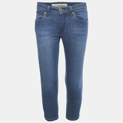 Pre-owned Burberry Blue Denim Skinny Cropped Jeans S Waist 27"