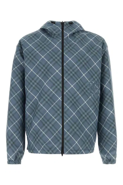 BURBERRY BLUE EMBROIDERED POLYESTER REVERSIBLE JACKET
