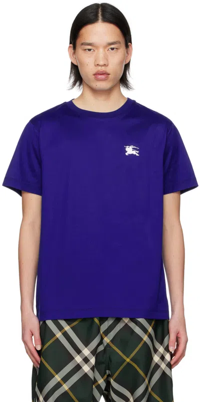 Burberry Blue Embroidered T-shirt In Knight