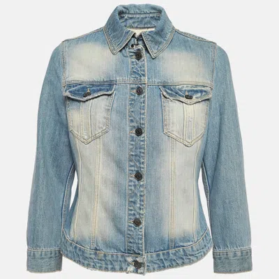 Pre-owned Burberry Blue Faded Denim Jacket M