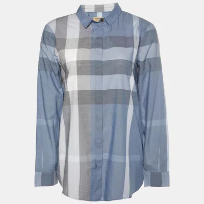 Pre-owned Burberry Blue Giant Check Cotton Button Front Shirt M