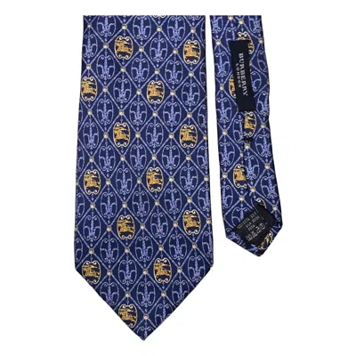 Pre-owned Burberry Blue Gold Diamond Silk Tie