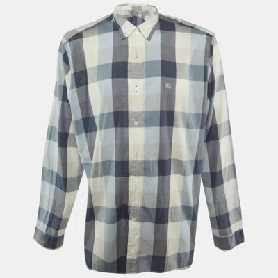 Pre-owned Burberry Blue /grey Checkered Cotton Shirt Xxxl