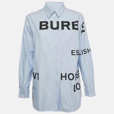 Pre-owned Burberry Blue Horseferry Cotton Button Front Shirt S