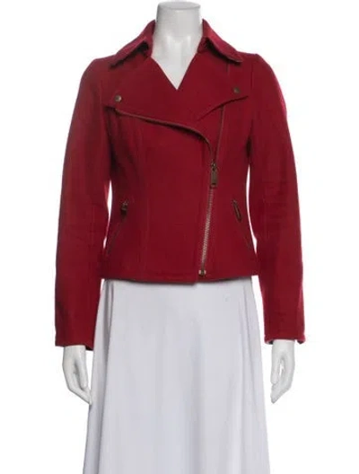 Pre-owned Burberry Blue Label Biker Jacket In Red