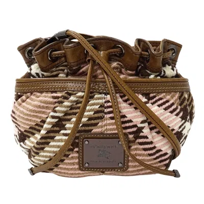 Pre-owned Burberry Blue Label Blue Brown Pink Wool Handbag Shoulder Bag () In Blue, Brown, Pink