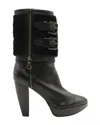 Burberry Blue Label Burberry Mink Fur Ankle Boots In Black Leather In Black