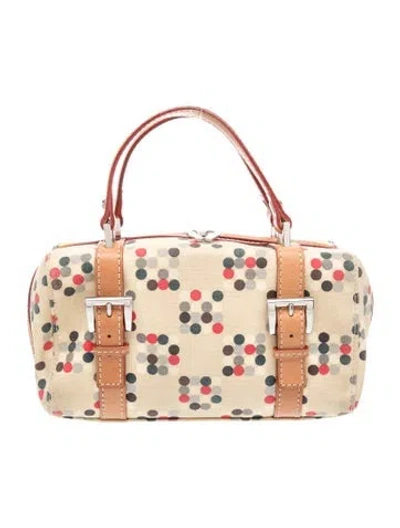 Pre-owned Burberry Blue Label Canvas Top Handle Bag Vintage In Neutral