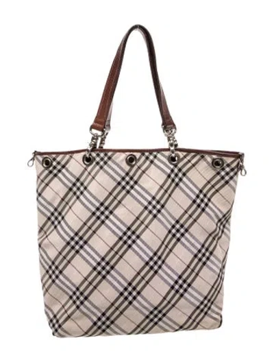 Pre-owned Burberry Blue Label House Check Tote In Neutral