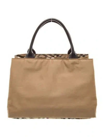 Pre-owned Burberry Blue Label Nylon Top Handle Bag In Neutral