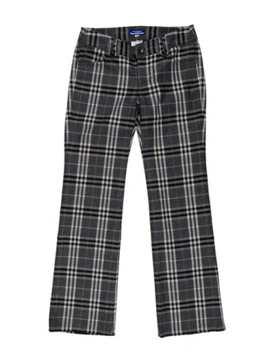 Pre-owned Burberry Blue Label Plaid Print Straight Leg Pants In Gray
