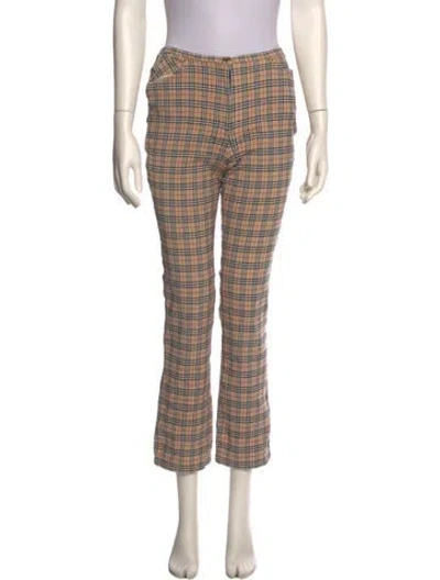 Pre-owned Burberry Blue Label Plaid Print Straight Leg Pants In Neutral
