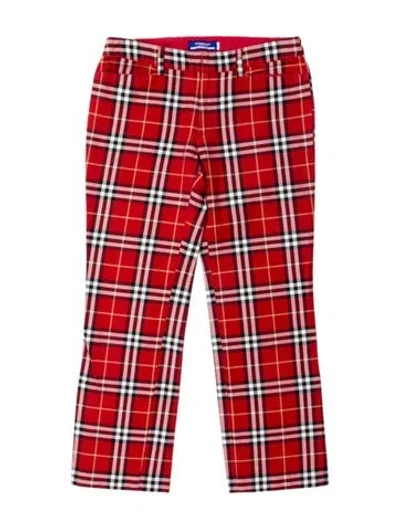 Pre-owned Burberry Blue Label Plaid Print Straight Leg Pants In Red