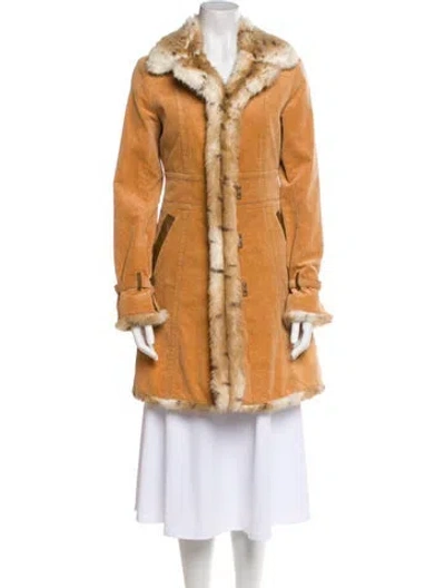 Pre-owned Burberry Blue Label Shearling Faux Fur Coat In Brown