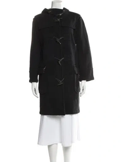 Pre-owned Burberry Blue Label Wool Faux Fur Coat In Black