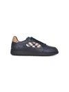 Burberry Indigo Blue Leather And Check Sneaker Terrace