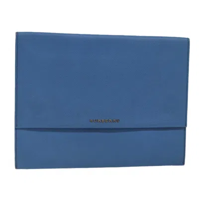 Pre-owned Burberry Blue Leather Clutch Bag ()