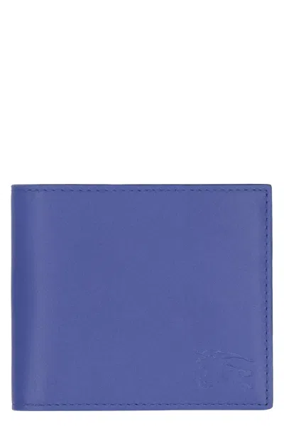 Burberry Blue Leather Flap-over Wallet For Men