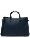 Burberry Blue Leather House Check Banner Large Tote (authentic Pre-loved)