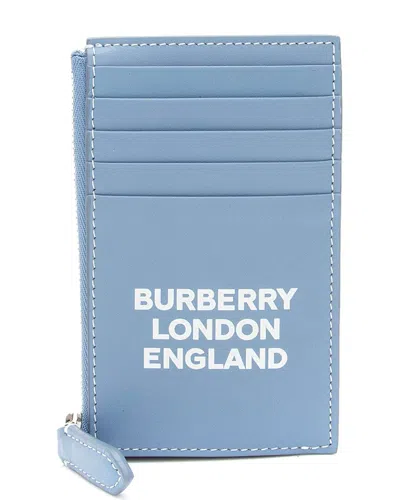 Burberry Blue Leather Logo Alwyn Zip Card Case (authentic Pre-loved)