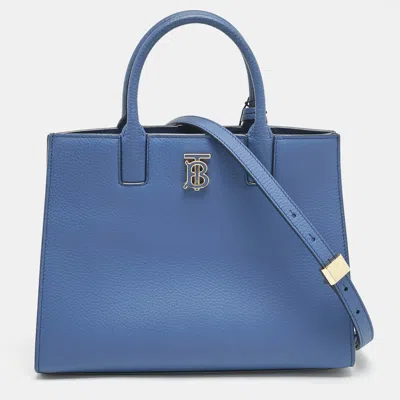 Pre-owned Burberry Blue Leather Mini Frances Tote
