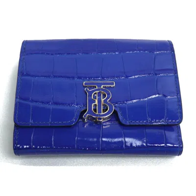 Pre-owned Burberry Blue Leather Wallet (tri-fold) ()