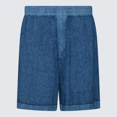 BURBERRY BLUE LINEN SHORTS