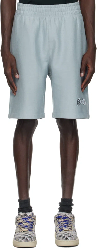 Burberry Blue Logo Cotton Shorts In Gale