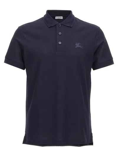 BURBERRY BLUE LOGO EMBROIDERY POLO SHIRT