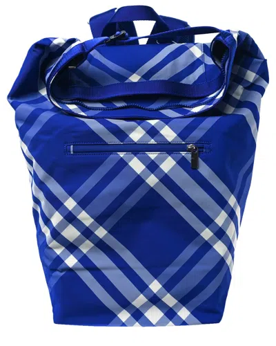 BURBERRY BURBERRY BLUE NOVA CHECK NYLON NOVA CHECK ROLL BACKPACK (AUTHENTIC PRE-LOVED)