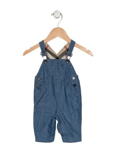 Pre-owned Burberry Babies' Blue Overalls With Buckle And Button Closure