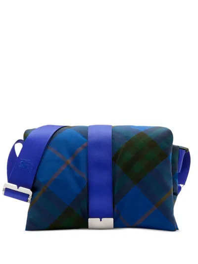 Burberry Pillow Check-print Messenger Bag In Blue