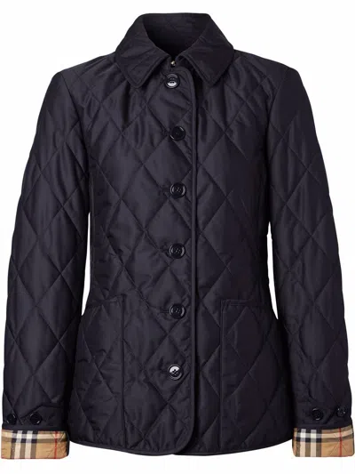 Burberry Blue Recycled Polyester Quilted Jacket For Women In Navy