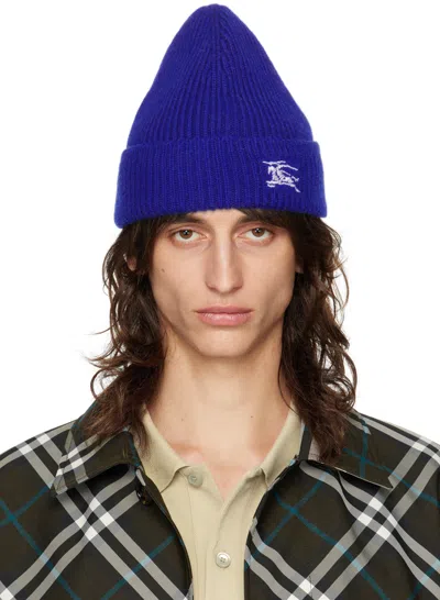 Burberry Blue Ribbed Cashmere Beanie In Knight