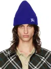 Burberry Blue Ribbed Cashmere Beanie In Knight