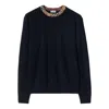 Burberry Crew Neck Knitwear With Distinctive Patterned Collar