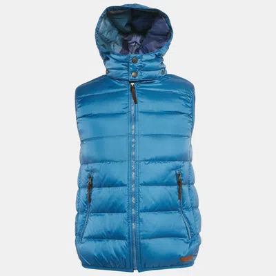 Pre-owned Burberry Blue Synthetic Hooded Down Vest S