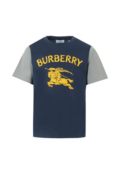 Burberry Blue T-shirt For Kids With Equestrian Knight