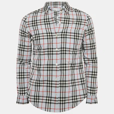 Pre-owned Burberry Blue Vintage Check Cotton Button-down Shirt S