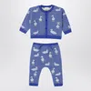 Burberry Blue Wool And Cashmere Blend Set In White