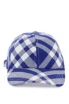 BURBERRY BLUE WOOL BLEND BASEBALL HAT WITH BURBERRY CHECK MOTIF FOR WOMEN