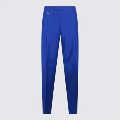 Burberry Blue Wool Pants In Electric Blue