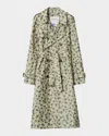 Burberry Blur Flower Double-breasted Long Trench Coat In Eccles Ip Pattern