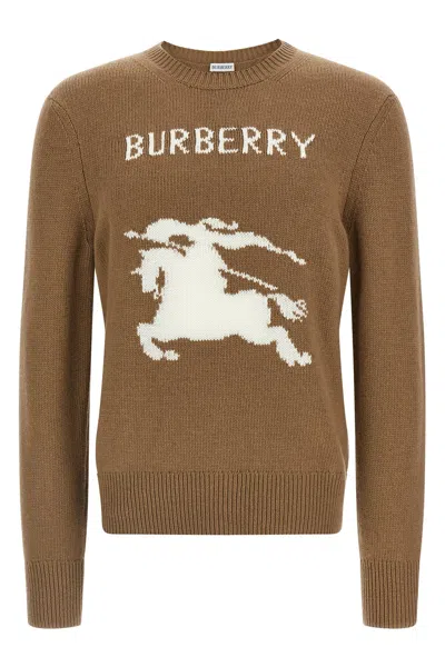 Burberry Wool And Cashmere Pullover With Ekd In Brown