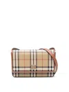 Burberry Hampshire Check-print Woven And Leather Shoulder Bag In Beige
