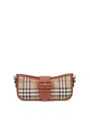 Burberry Canvas Sling Shoulder Bag With Checkered Pattern In Brown