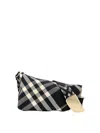 Burberry Checked Shield Messenger Crossbody Bag With Golden Details In Black