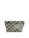 Burberry Ribbed Checked Jacquard-knitted Clutch In Beige