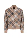 Burberry Mens Linden Ip Check Check-pattern Relaxed-fit Wool-blend Bomber Jacket In Beige